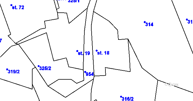 Parcela st. 18 v KÚ Nosetín, Katastrální mapa