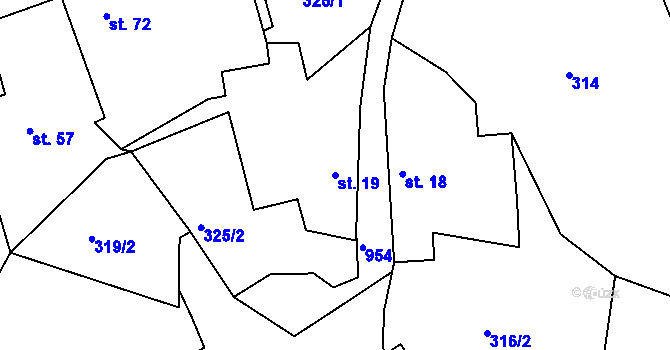 Parcela st. 19 v KÚ Nosetín, Katastrální mapa