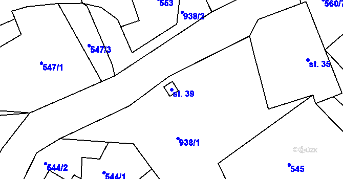 Parcela st. 39 v KÚ Nosetín, Katastrální mapa