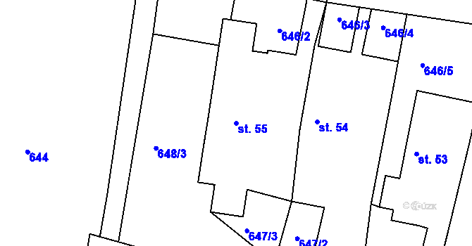 Parcela st. 55 v KÚ Nosetín, Katastrální mapa