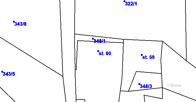 Parcela st. 60 v KÚ Nosetín, Katastrální mapa