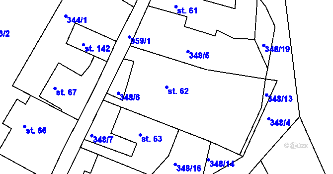 Parcela st. 62 v KÚ Nosetín, Katastrální mapa