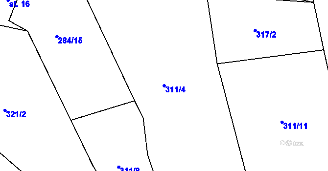 Parcela st. 311/4 v KÚ Nosetín, Katastrální mapa