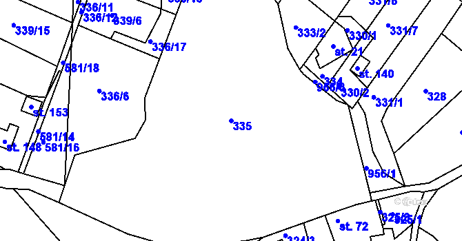 Parcela st. 335 v KÚ Nosetín, Katastrální mapa