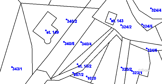 Parcela st. 340/4 v KÚ Nosetín, Katastrální mapa