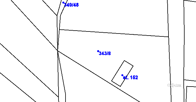 Parcela st. 343/8 v KÚ Nosetín, Katastrální mapa