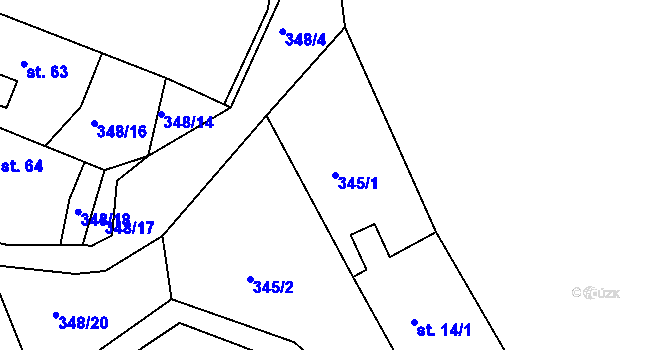 Parcela st. 345/1 v KÚ Nosetín, Katastrální mapa