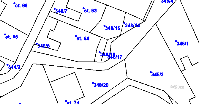 Parcela st. 348/18 v KÚ Nosetín, Katastrální mapa