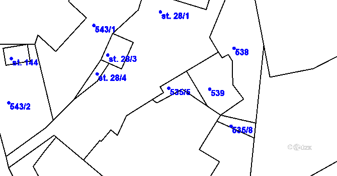 Parcela st. 535/5 v KÚ Nosetín, Katastrální mapa