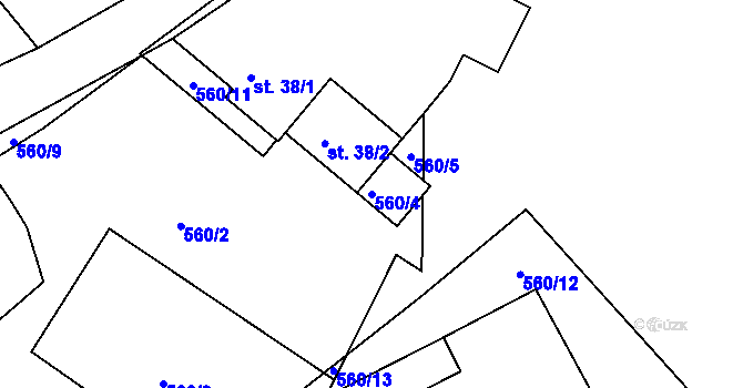 Parcela st. 560/4 v KÚ Nosetín, Katastrální mapa