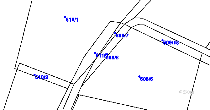 Parcela st. 608/8 v KÚ Nosetín, Katastrální mapa
