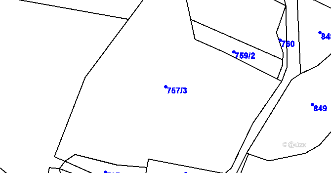 Parcela st. 757/3 v KÚ Nosetín, Katastrální mapa