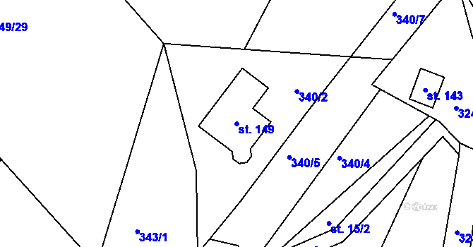 Parcela st. 149 v KÚ Nosetín, Katastrální mapa