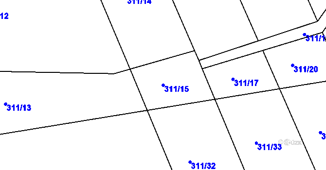 Parcela st. 311/15 v KÚ Nosetín, Katastrální mapa