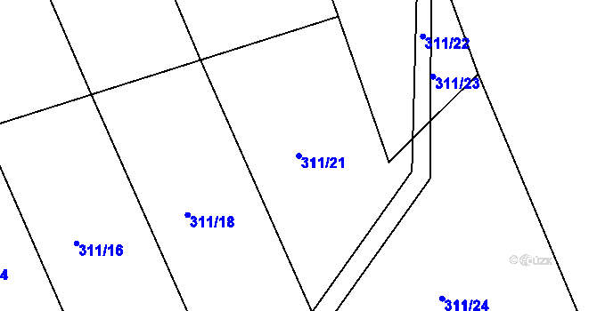 Parcela st. 311/21 v KÚ Nosetín, Katastrální mapa