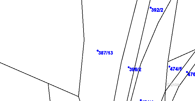 Parcela st. 387/13 v KÚ Nosetín, Katastrální mapa