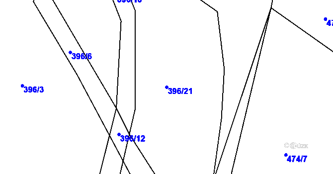 Parcela st. 396/21 v KÚ Nosetín, Katastrální mapa