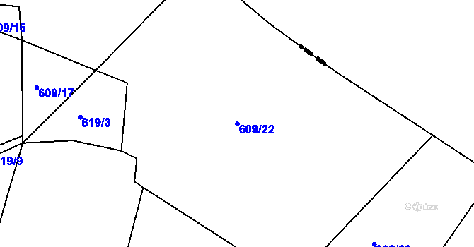 Parcela st. 609/22 v KÚ Nosetín, Katastrální mapa