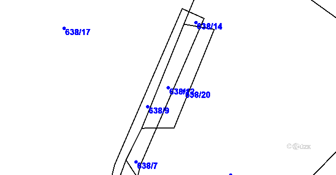 Parcela st. 638/12 v KÚ Nosetín, Katastrální mapa