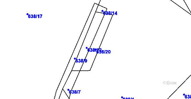 Parcela st. 638/20 v KÚ Nosetín, Katastrální mapa