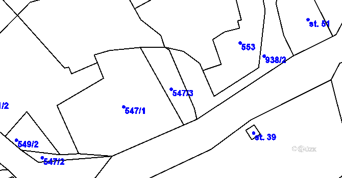 Parcela st. 547/3 v KÚ Nosetín, Katastrální mapa