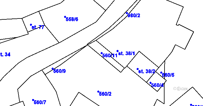 Parcela st. 560/11 v KÚ Nosetín, Katastrální mapa
