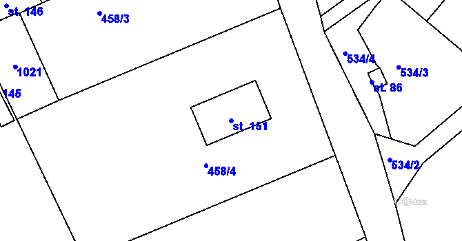 Parcela st. 151 v KÚ Nosetín, Katastrální mapa