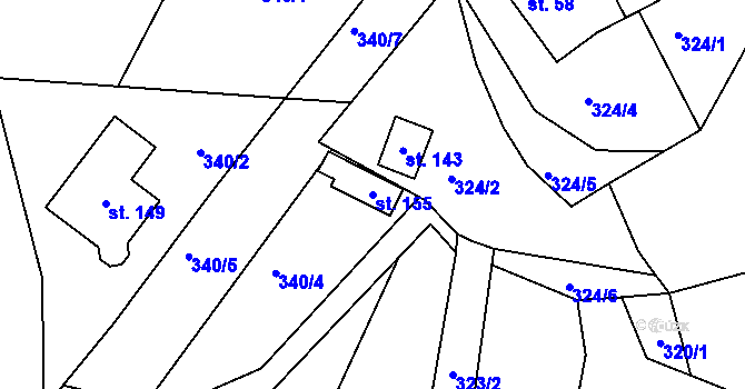 Parcela st. 155 v KÚ Nosetín, Katastrální mapa