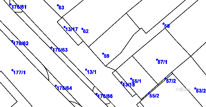 Parcela st. 59 v KÚ Nosislav, Katastrální mapa