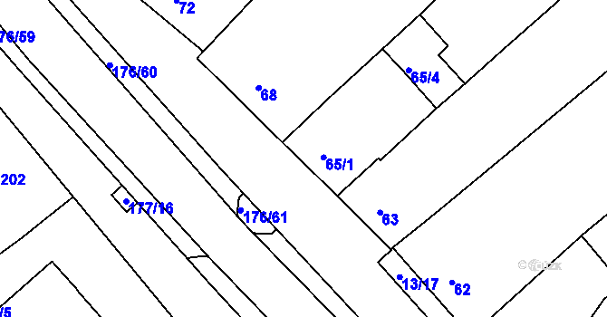 Parcela st. 65/2 v KÚ Nosislav, Katastrální mapa