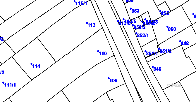 Parcela st. 110 v KÚ Nosislav, Katastrální mapa