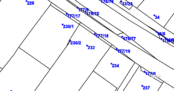 Parcela st. 232 v KÚ Nosislav, Katastrální mapa