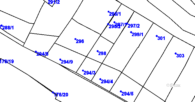 Parcela st. 298 v KÚ Nosislav, Katastrální mapa