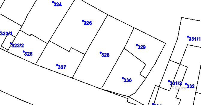 Parcela st. 328 v KÚ Nosislav, Katastrální mapa