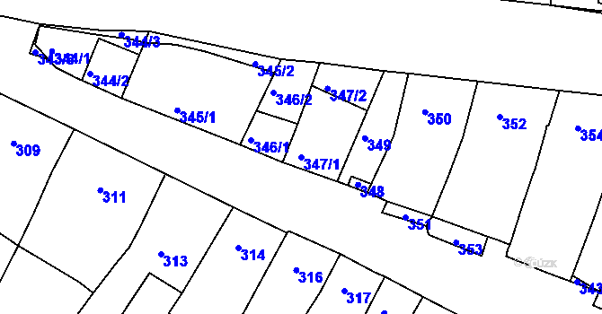 Parcela st. 347/1 v KÚ Nosislav, Katastrální mapa