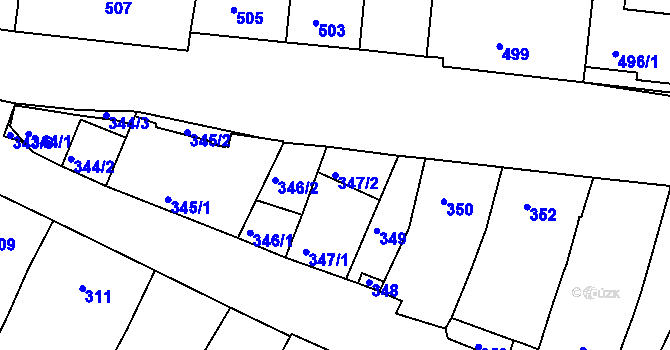 Parcela st. 347/2 v KÚ Nosislav, Katastrální mapa