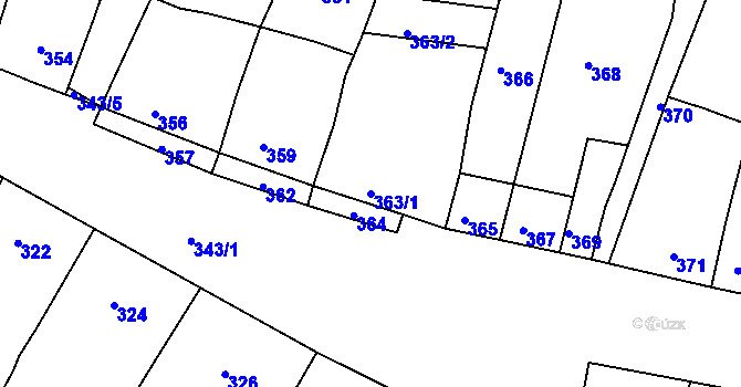Parcela st. 363/1 v KÚ Nosislav, Katastrální mapa
