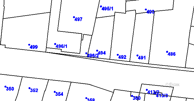 Parcela st. 494 v KÚ Nosislav, Katastrální mapa