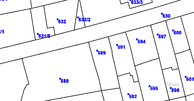 Parcela st. 589 v KÚ Nosislav, Katastrální mapa