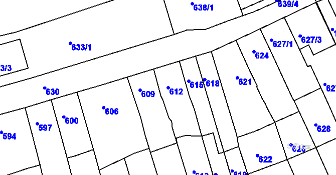 Parcela st. 612 v KÚ Nosislav, Katastrální mapa