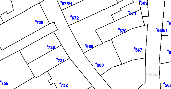 Parcela st. 668 v KÚ Nosislav, Katastrální mapa