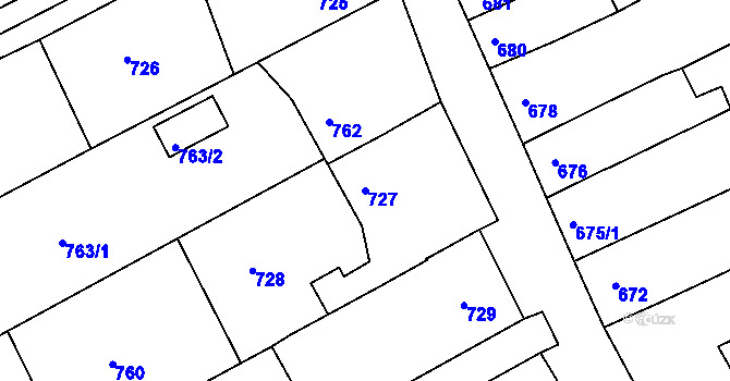 Parcela st. 727 v KÚ Nosislav, Katastrální mapa