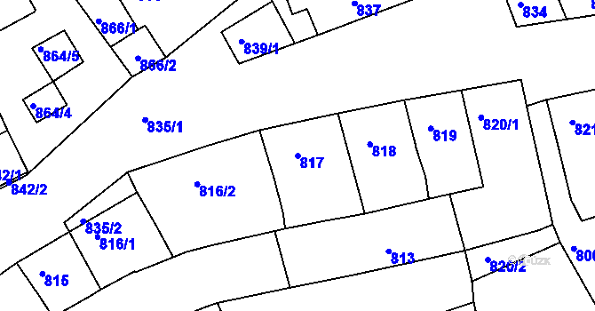 Parcela st. 817 v KÚ Nosislav, Katastrální mapa