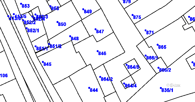 Parcela st. 846 v KÚ Nosislav, Katastrální mapa