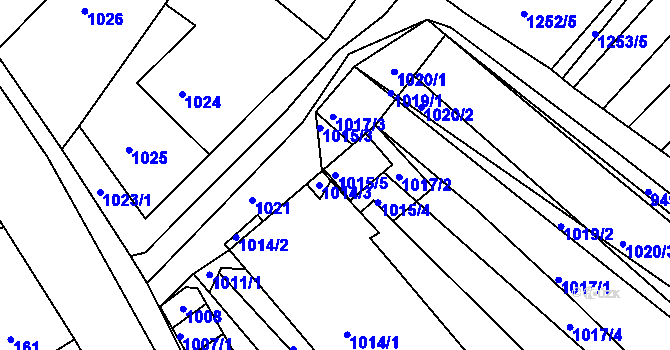 Parcela st. 1015/5 v KÚ Nosislav, Katastrální mapa