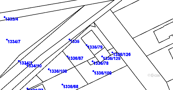 Parcela st. 1336/79 v KÚ Nosislav, Katastrální mapa