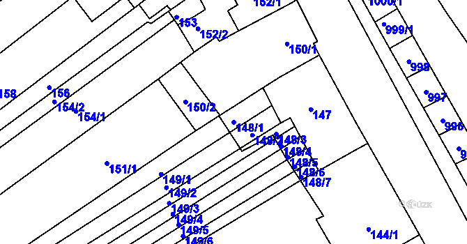 Parcela st. 148/1 v KÚ Nosislav, Katastrální mapa