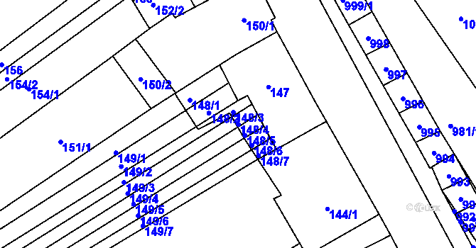 Parcela st. 148/4 v KÚ Nosislav, Katastrální mapa