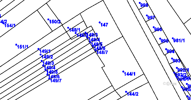Parcela st. 148/7 v KÚ Nosislav, Katastrální mapa