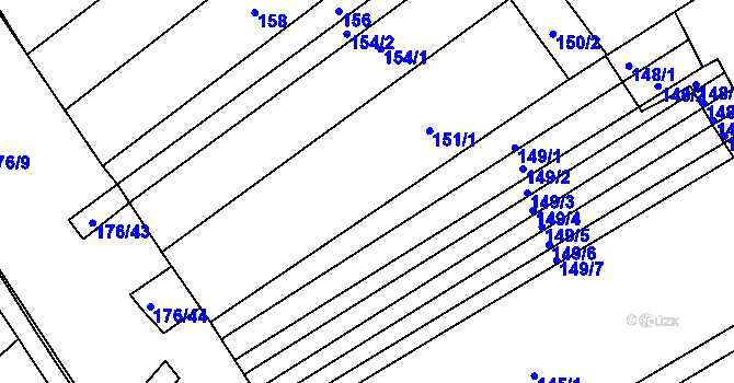 Parcela st. 151/4 v KÚ Nosislav, Katastrální mapa